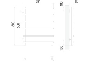 Водяной полотенцесушитель Terminus Квинта П6 500x800 Хром боковое подключение - 3