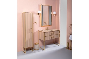 Тумба под раковину моноблок Boheme Armadi Art Monaco 100 бежевый глянец - золото - 2