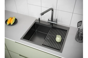 Мойка кухонная Paulmark Brim-Pro 59 темный хром - 3