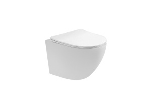 Унитаз-компакт подвесной AQUATEK ЕВРОПА AQ1900T-00, безободковый, 490*360*320мм, смыв TORNADO, тонкое сиденье с механизмом плавного закрывания, крепеж