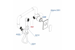 A02041 Встраиваемый комплект для биде со шлангом 120 см - 3