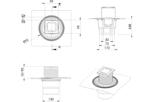Душевой трап Berges Zentrum Uno 10х10 хром - 2