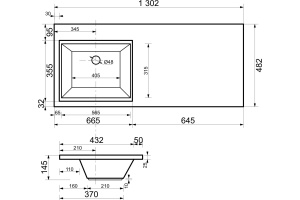 Мебельная раковина Эстет Даллас 130 L - 3