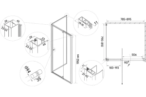 Душевой уголок Veconi Rovigo RV-032 90x90 см профиль хром (RV031-9090-01-C5) - 3