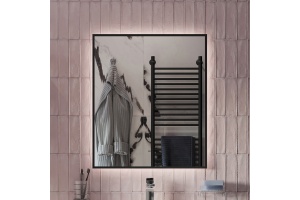 Зеркало DIWO Элиста 60 черное, с подсветкой, прямоугольное, инфракрасный выключатель, настенное