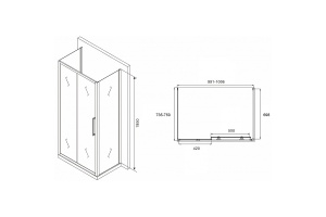 Душевой уголок Abber Schwarzer Diamant 100х75 черный стекло прозрачное - 2