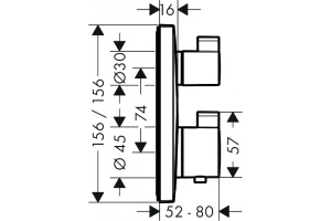 Термостат Hansgrohe Ecostat Square, скрытого монтажа, для 2 потребителей, полированное золото 15714990 - 2