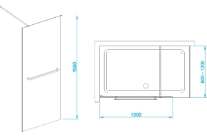 Душевая перегородка RGW Walk In WA-041B 100х195 профиль черный стекло прозрачное - 3