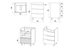 Тумба с раковиной Misty Софт 60 белая глянцевая - 3