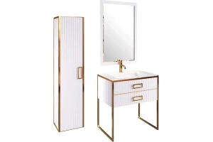 Шкаф-пенал Armadi Art Monaco подвесной белый глянец - золото - 2