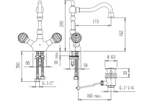 Смеситель Cezares Atlantis Nostalgia LS2 A 03/24 для раковины - 2