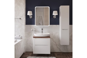 Мебель для ванной STWORKI Берген 80 белая с темной столешницей, раковина DIWO Самара 0116