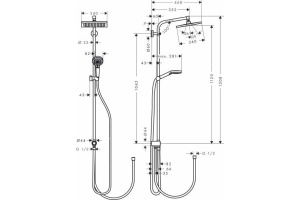 Душевая стойка Hansgrohe Crometta E 240 1jet Showerpipe Reno EcoSm 27289000 9 л - 3