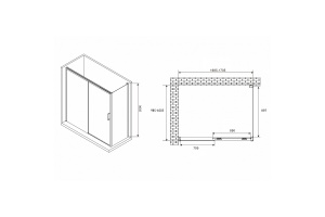 Душевой уголок Abber Komfort 170х100 хром стекло прозрачное - 2