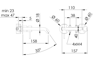 Смеситель для раковины Remer X Style X15P С ВНУТРЕННЕЙ ЧАСТЬЮ - 2