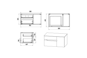 Тумба под раковину Misty Роял 80 черная матовая - 3