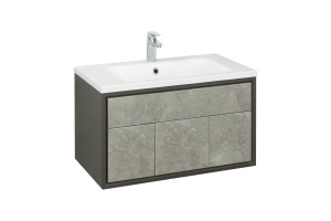 Тумба под раковину Aquaton Уэльс 80 серый-черный матовый - 2