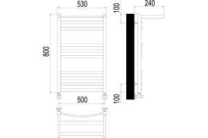 Водяной полотенцесушитель Terminus Енисей П10 500х800 с полкой Хром - 3