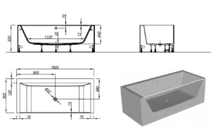 Ванна из литьевого мрамора Kolpa San Copelia Light 180х80 белая - 2
