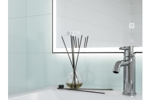 Зеркало LED 011 design 80x70 с подсветкой часы металл. рамка прямоугольное - 3