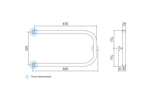 Полотенцесушитель водяной 320х650 Сунержа П-образный 00-0003-3265 - 2