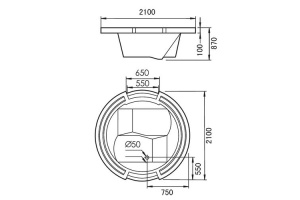 Акриловая ванна Gemy 210х210 белая с гидромассажем - 3