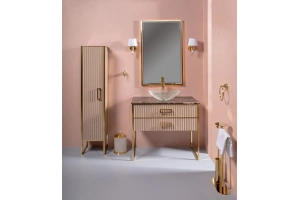 Тумба под раковину чашу Boheme Armadi Art Monaco 100 бежевый глянец - золото - 2