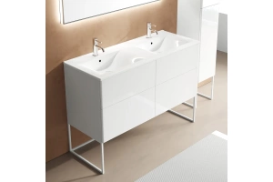Тумба под раковину SanVit Лира 120 двойная белый глянец - 2