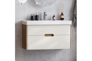 Комплект мебели Aquaton Оливия 90 светлое дерево-бежевый - 2