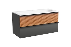 Тумба под раковину Sancos Delta 99х44 серая - светлое дерево