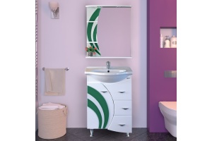 Тумба для комплекта Misty Каролина 60 3 ящика L зеленое стекло - 2