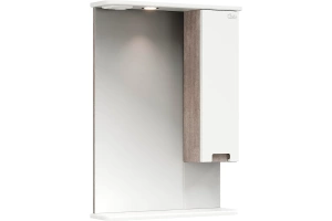 Зеркало-шкаф Onika Харпер 58 R с подсветкой, белый/мешковина (205849)