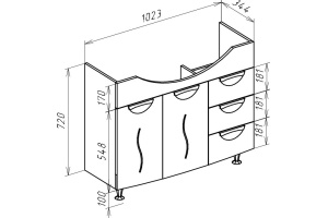 Тумба для комплекта Bellezza Глория 105 с бельевой корзиной - 2
