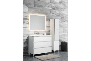 Шкаф-пенал Sanvit Авеню-3 32 с бельевой корзиной белый глянец - 3