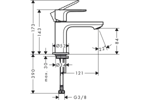 Смеситель для раковины Hansgrohe Rebris S хром - 2