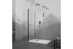 Душевой уголок Rgw Walk in 100x90 чёрный стекло прозрачное