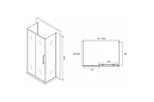 Душевой уголок Abber Schwarzer Diamant 100х85 хром стекло матовое - 2