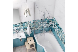 Шторка для ванны Excellent Be Spot 75х144 L профиль хром стекло прозрачное - 3