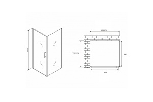 Душевой уголок Abber Sonnenstrand 70х75 хром стекло прозрачное - 2