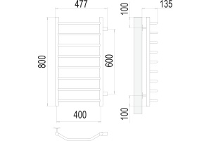 Водяной полотенцесушитель Terminus Виктория П8 400x800 Хром боковое подключение - 3