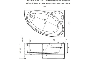 Акриловая ванна Aquanet Lyra 150x100 R - 3