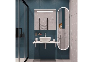 Столешница с раковиной DIWO Элиста 80 белый мрамор, с раковиной Moduo 40 RING - 2