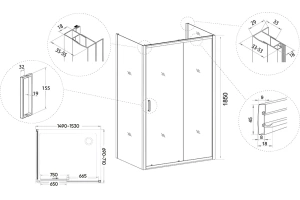 Душевой уголок Veconi Rovigo RV-046 150х70 см профиль хром (RV046-15070-01-C5) - 3