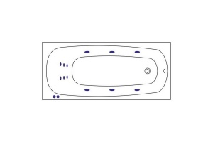 Акриловая ванна Whitecross Layla 180х80 белая золото с гидромассажем - 2