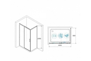 Душевой уголок RGW Leipzig LE-41-1B 190х80 профиль черный стекло прозрачное - 3