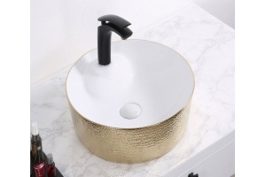 Раковина накладная CeramaLux NC 43 см белый/золото (D1306H025)