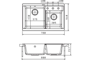 Мойка кухонная Florentina Касси 780 черный - 2