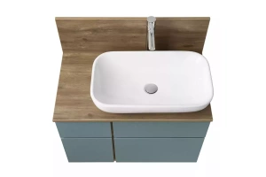 Тумба с раковиной Лола 60 и столешницей Aquaton Мишель 80 голубой-светлое дерево - 3