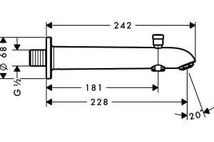 Излив Hansgrohe E 228 13424000 для ванны с душем - 2