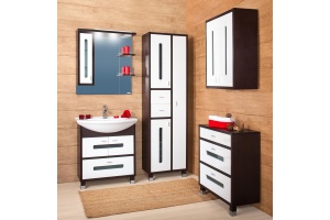 Шкаф-пенал Бриклаер Бали 57 венге, белый глянец, с бельевой корзиной - 2